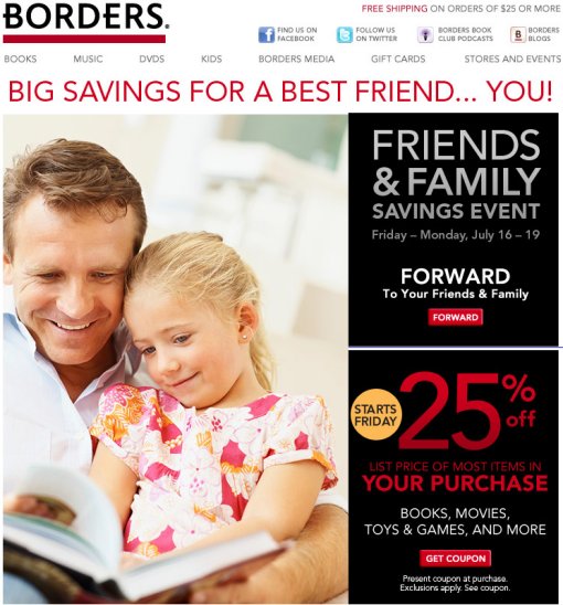 Borders Friends and Family Coupon