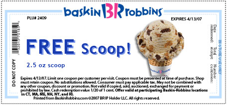 Free Scoop at Baskin Robbins