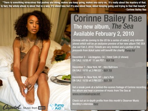 corinne bailey rae the sea. Corinne Bailey Rae is coming