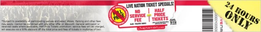 Live Nation No Fee Half Price Wednesdays