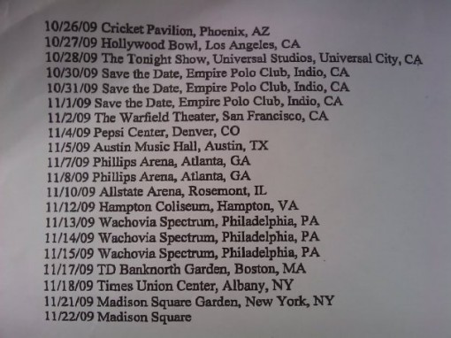 Phish 2009 Fall Tour Schedule