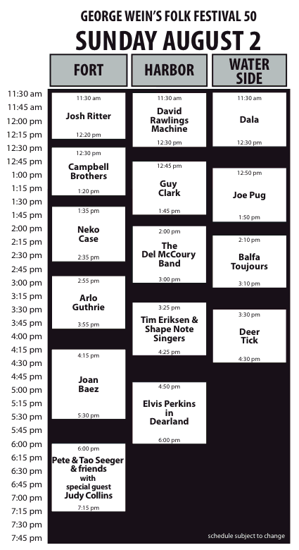 Folk Festival Saturday Schedule