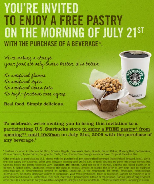 Starbucks Free Pastry Coupon