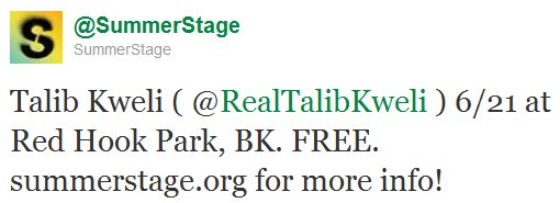 Summerstage 2011 Opening Tweet