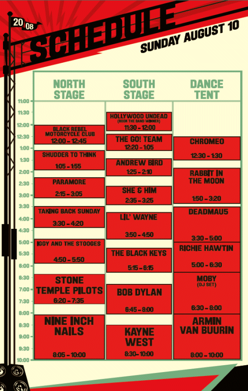 Virgin Mobile Festival Schedule