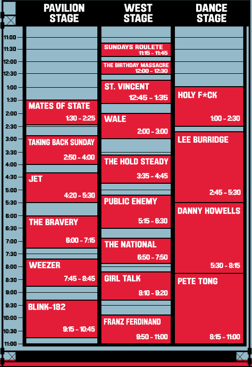 2009 Virgin Free Festival Schedule